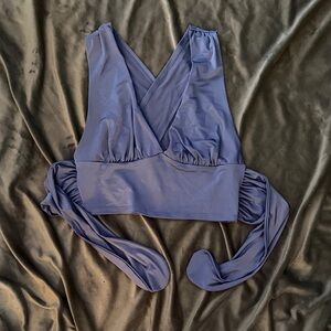 Urban Outfitters Deep Blue Wrap Crop Top